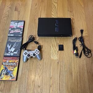 Sony PlayStation 2 SCPH 30001 R Silver Controller Memory Card 3 Games TESTED